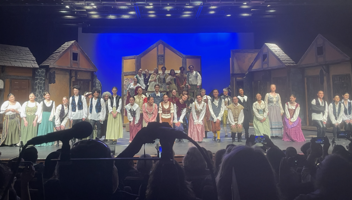 The ensemble of Something Rotten take a bow together on the night before closing.